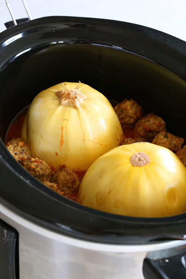 slow cooker spaghetti squash and meat balls