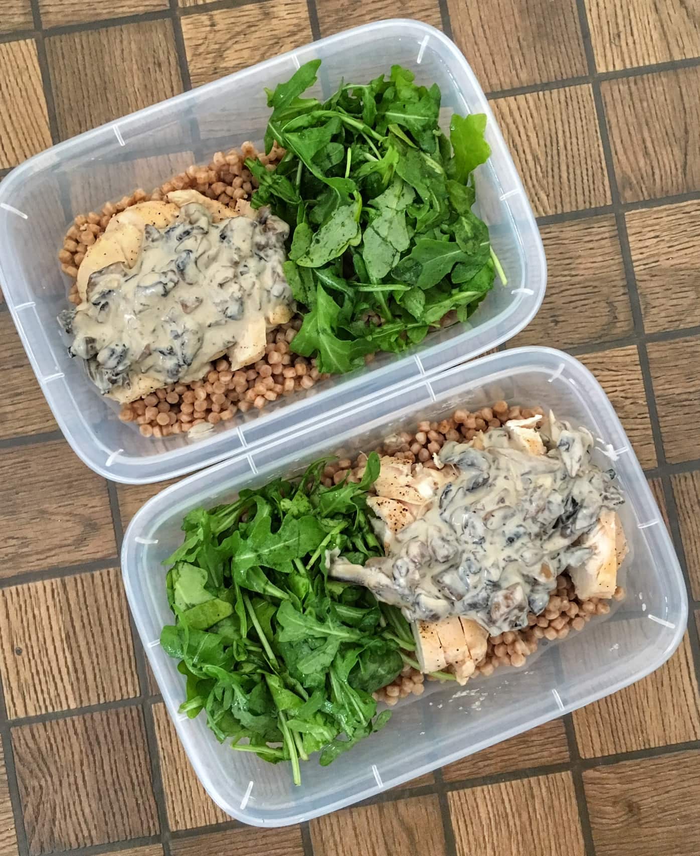 chicken mushroom arugula meal prep