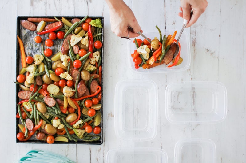 healthy lunch : Whole30 Sausage and Veggie Meal Prep