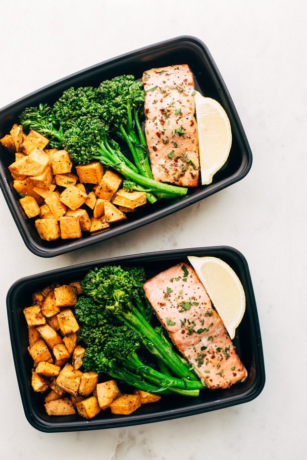lemon roasted salmon lunch