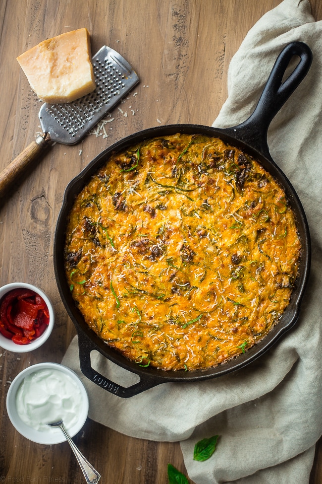 Spiralized Zucchini Casserole With Red Peppers & Spinach
