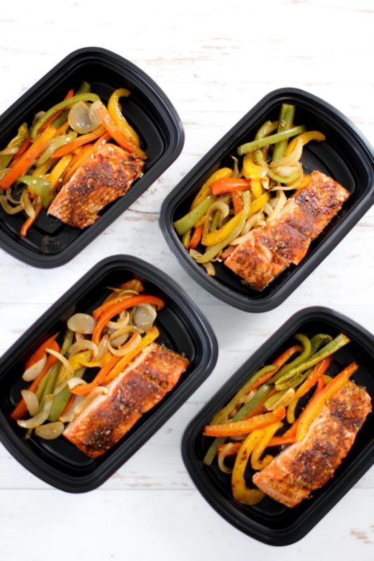 One Pan Fajita Salmon Meal Prep