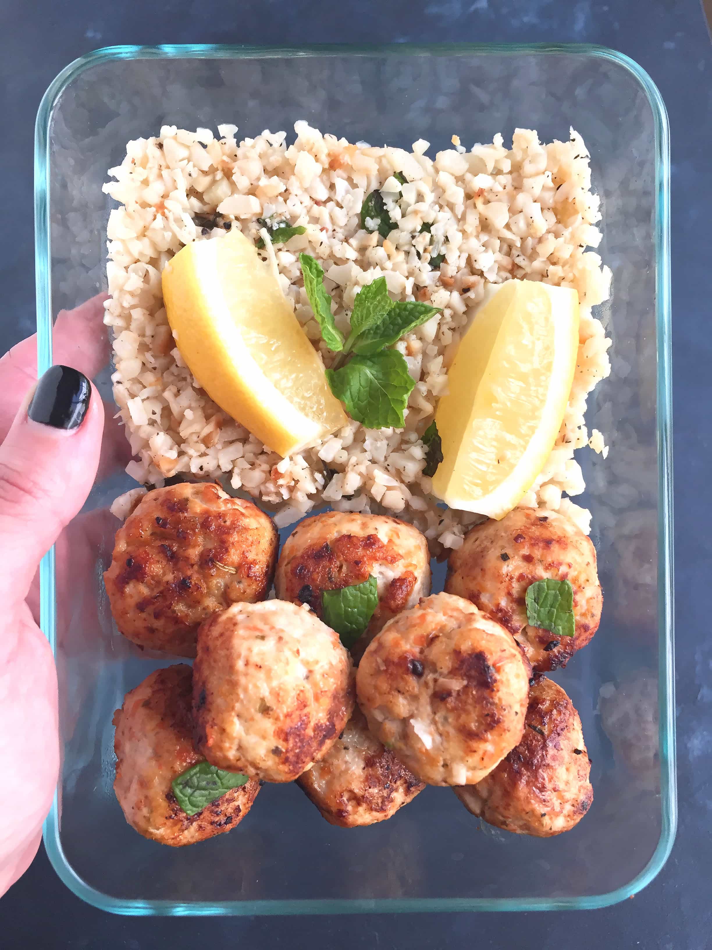 Carrot Meatballs With Mint Cauliflower Rice