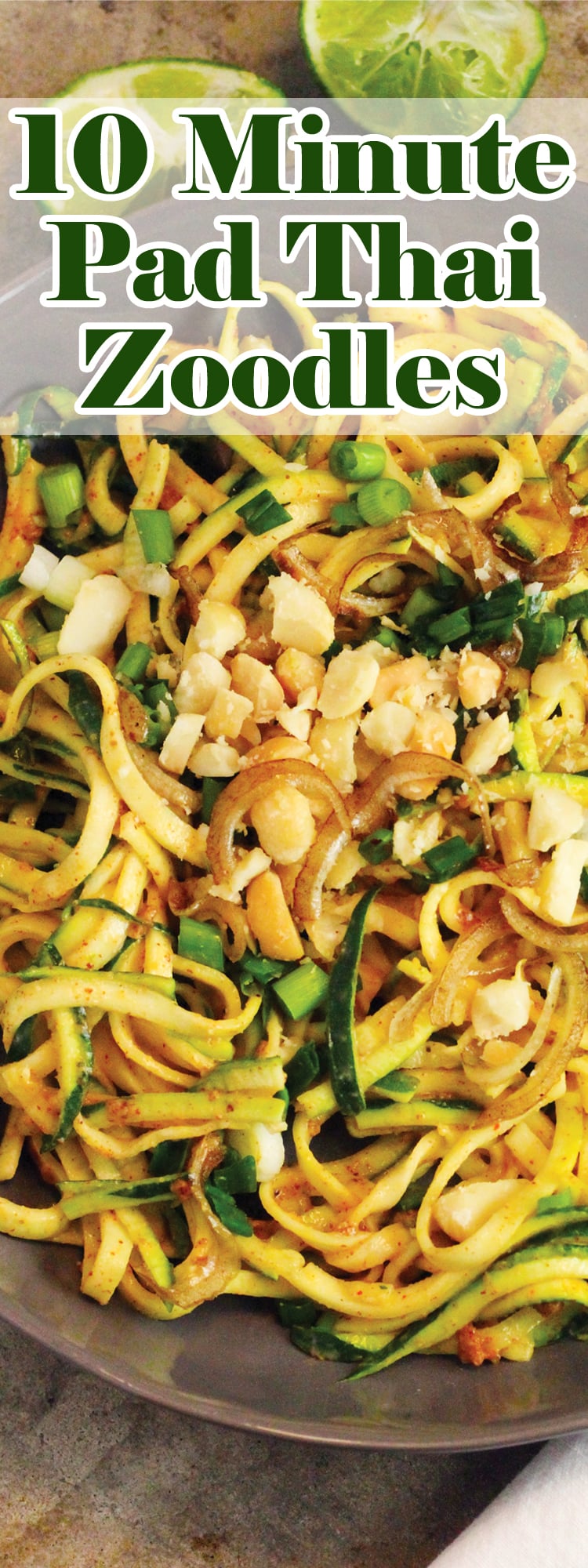 10 Minute Pad Thai Zoodles - Keto, Vegan, Dairy Free