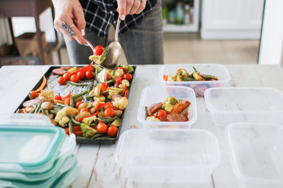 meal prepping in the kitchen - weekday meal prep
