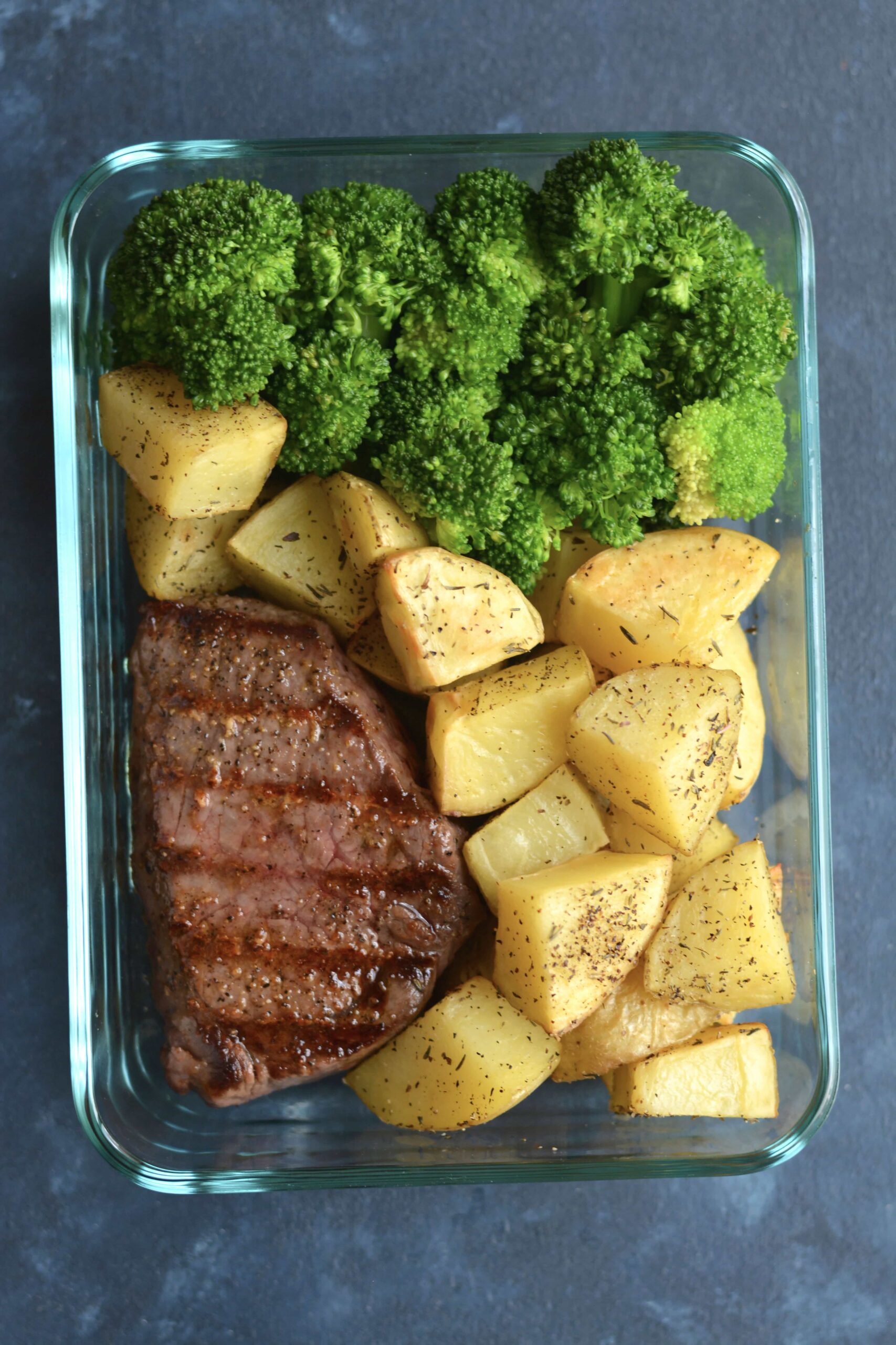steak potatoes broccoli