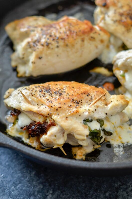 Keto Sundried Tomato, Mozzarella & Basil Stuffed Chicken - Plated