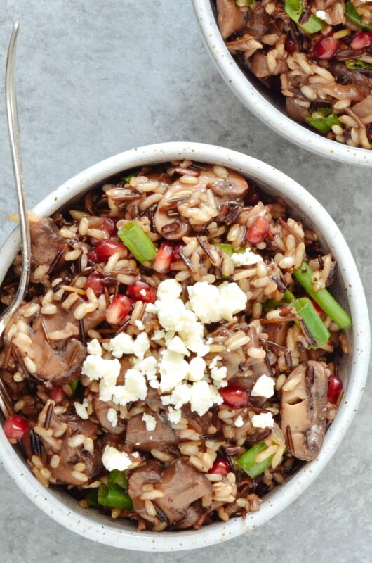  One Pan Mushroom, Pomegranate & Feta Wild Rice