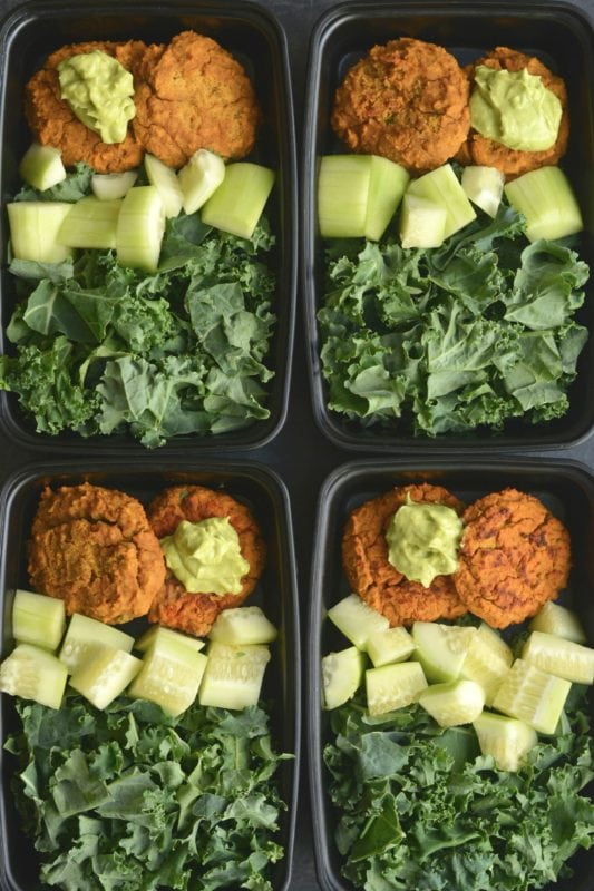 Baked Lentil Sweet Potato Falafels with Avocado Cream Sauce