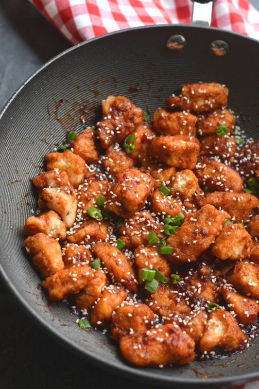 Popcorn Chicken with Rice Noodles and Gochujang Sauce