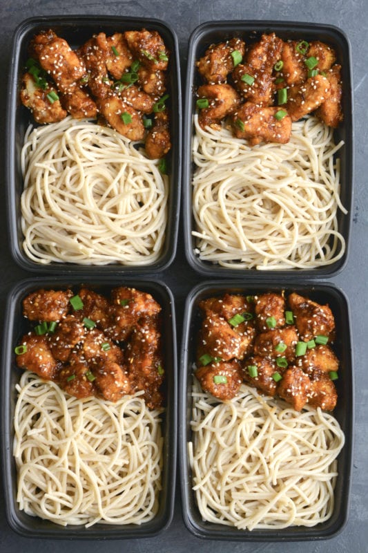 Popcorn Chicken with Rice Noodles and Gochujang Sauce