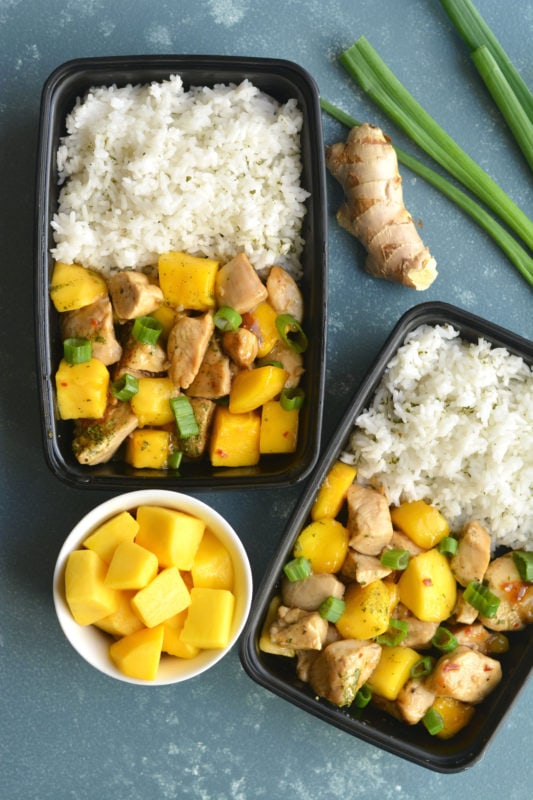 Lighter Mango Chicken Sticky Rice Meal Prep