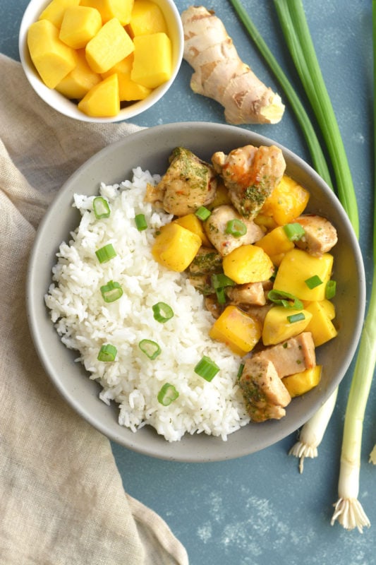 Lighter Mango Chicken Sticky Rice Meal Prep
