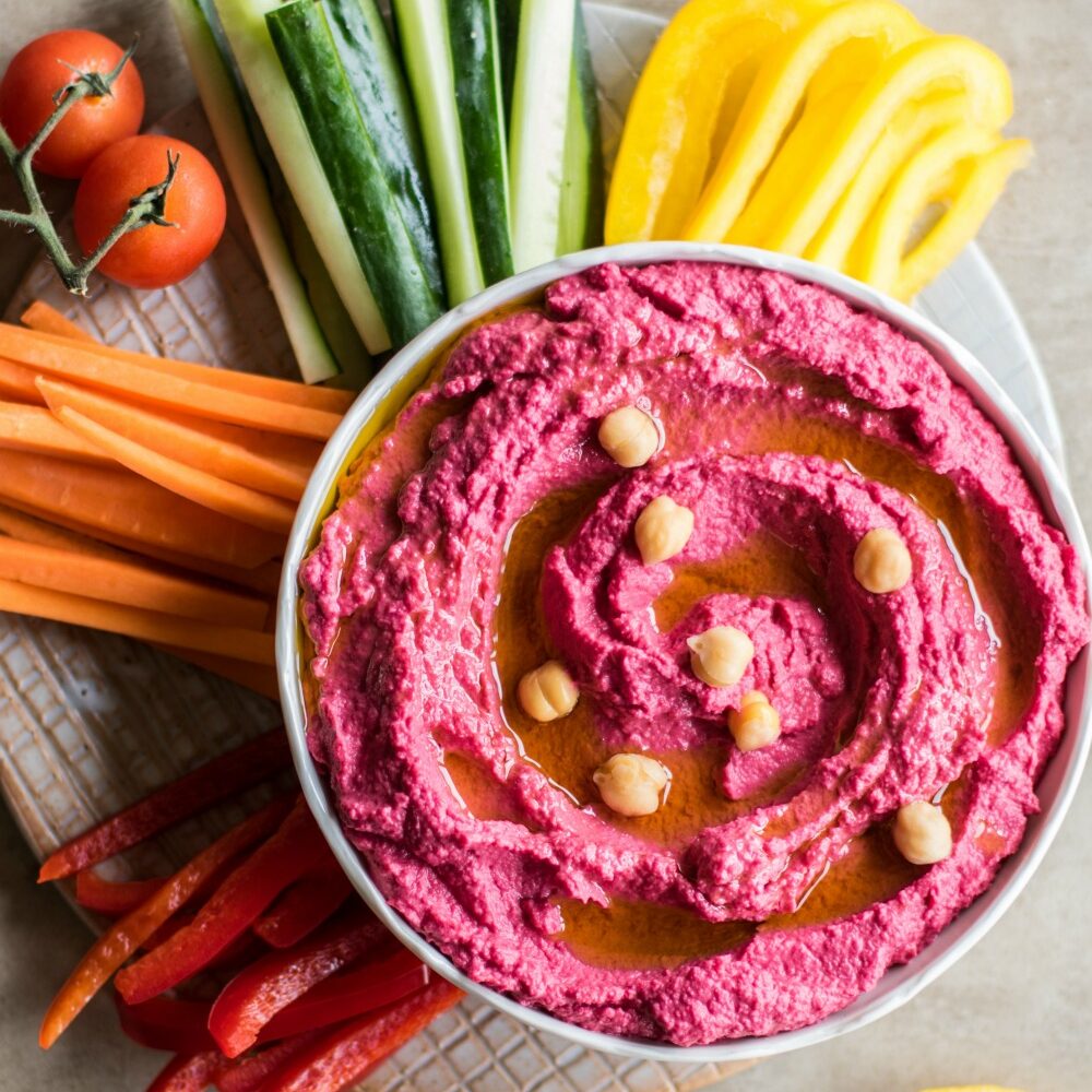 Beet Hummus Veggie Dipper Snacks