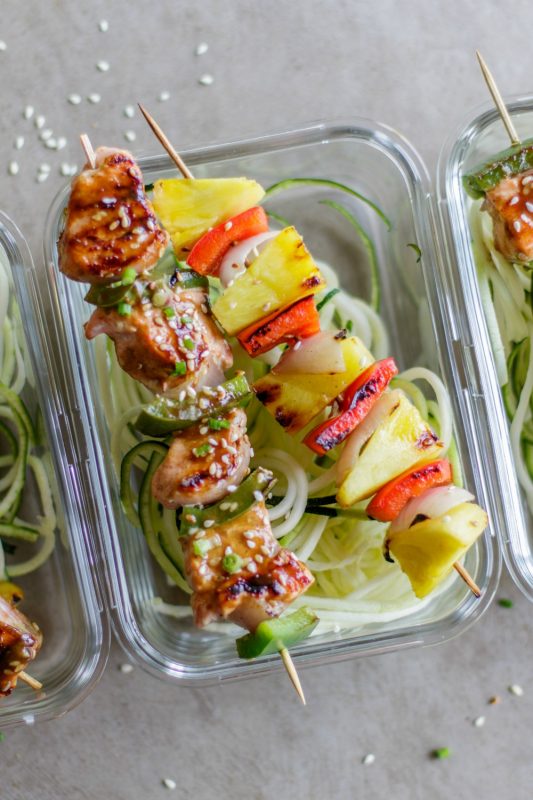 Whole30 Teriyaki Salmon & Pineapple Skewer Meal Prep