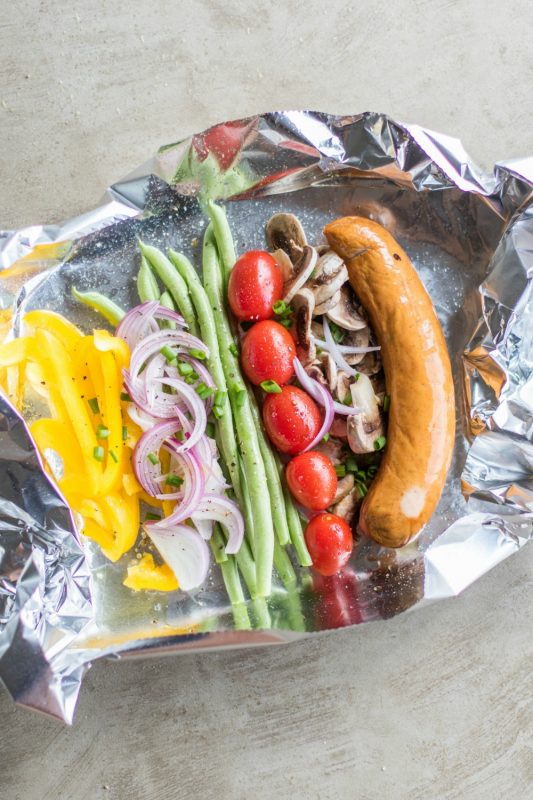 Keto Sausage Grill Packet Meal Prep