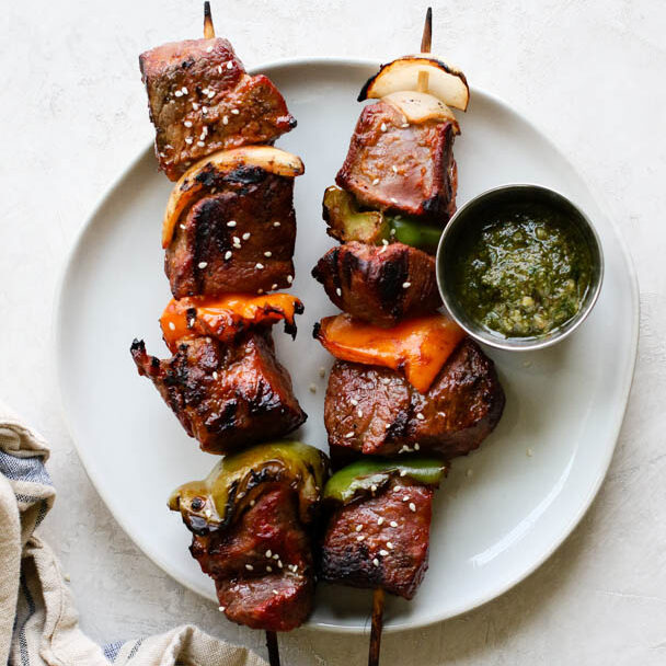 Keto Pesto Beef Kabob Meal Prep