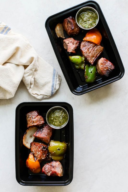 Keto Pesto Beef Kabob Meal Prep