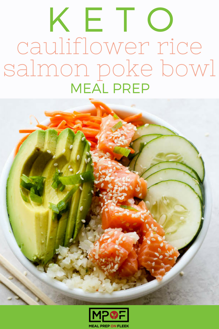 Keto Cauliflower Rice Salmon Poke Bowl Meal Prep