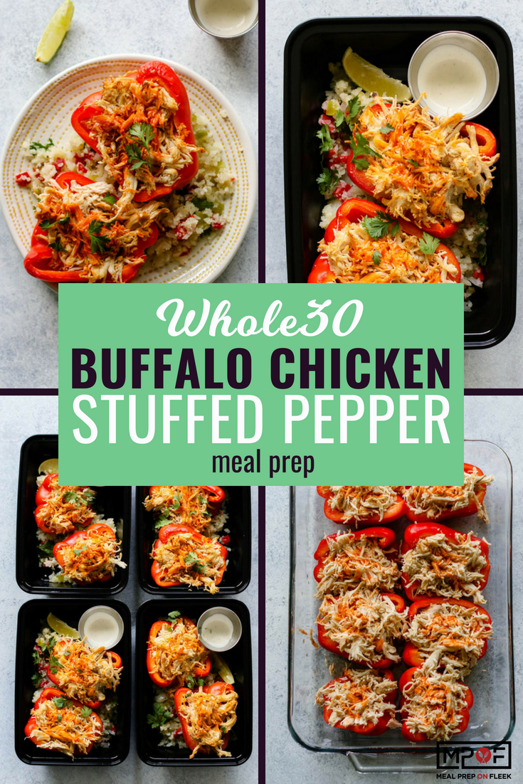 Whole30 Buffalo Chicken Stuffed Pepper Meal Prepblog