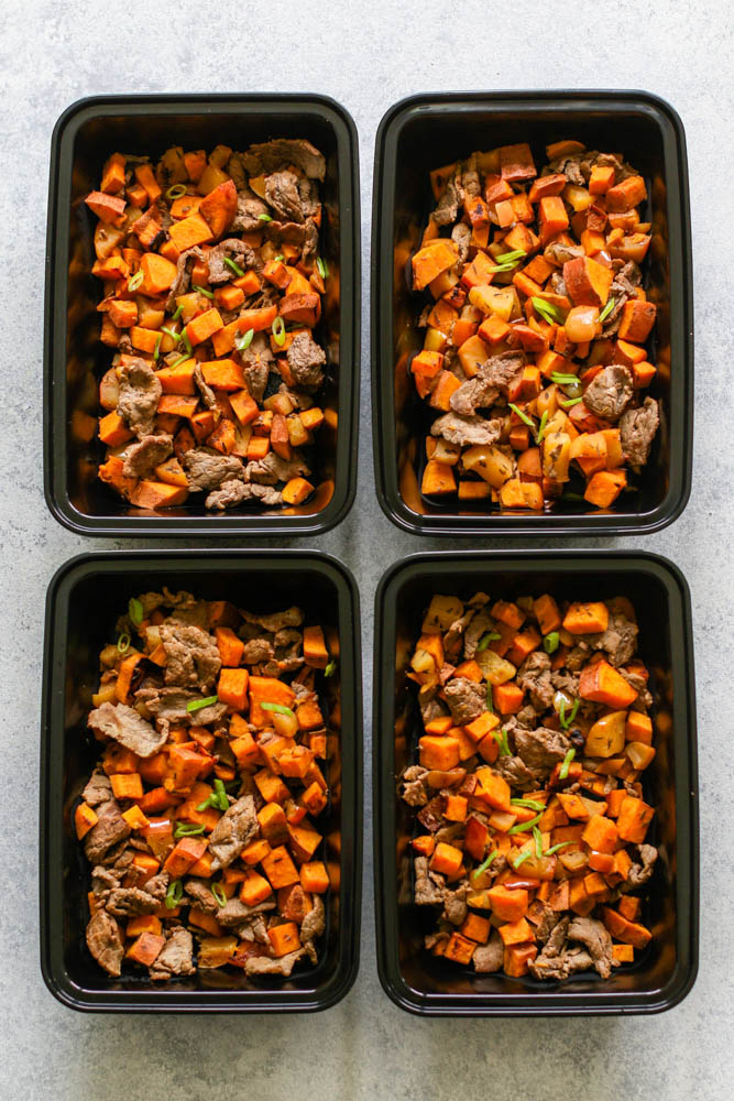 Whole30 Shredded Steak, Sweet Potato, & Apple Skillet Meal Prep ---4