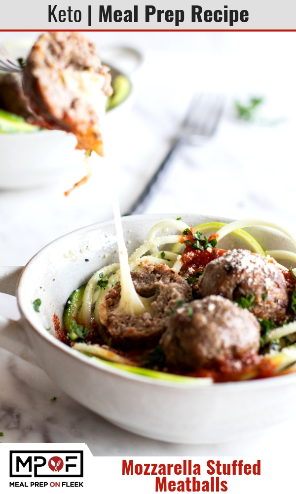 Keto Mozzarella Stuffed Meatball Meal Prep blog
