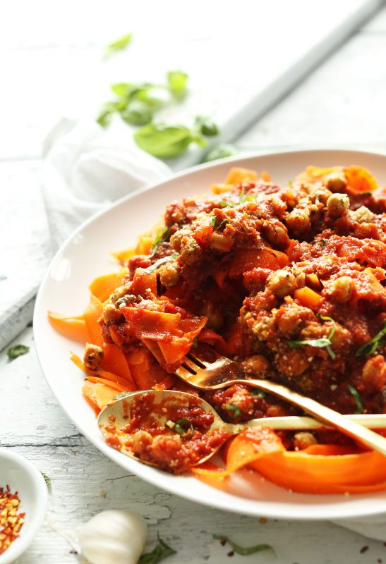 Chickpea Bolognese with Carrot Noodles
