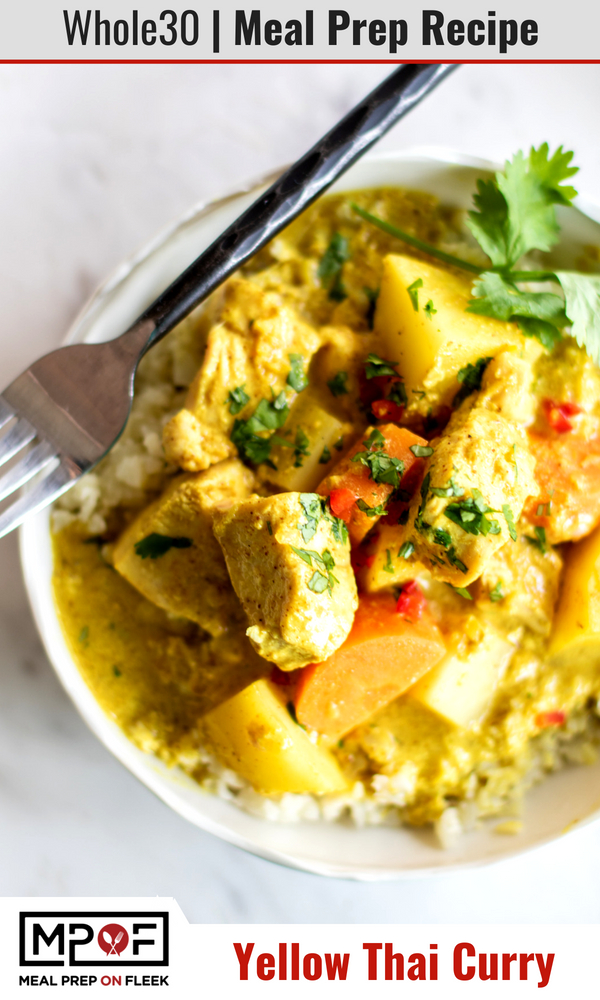 Whole30 Crockpot Yellow Thai Curry Meal Prep