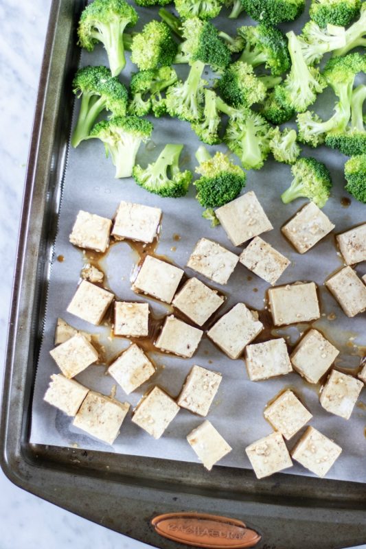 Vegan Sheet Pan Crispy Tofu and Broccoli