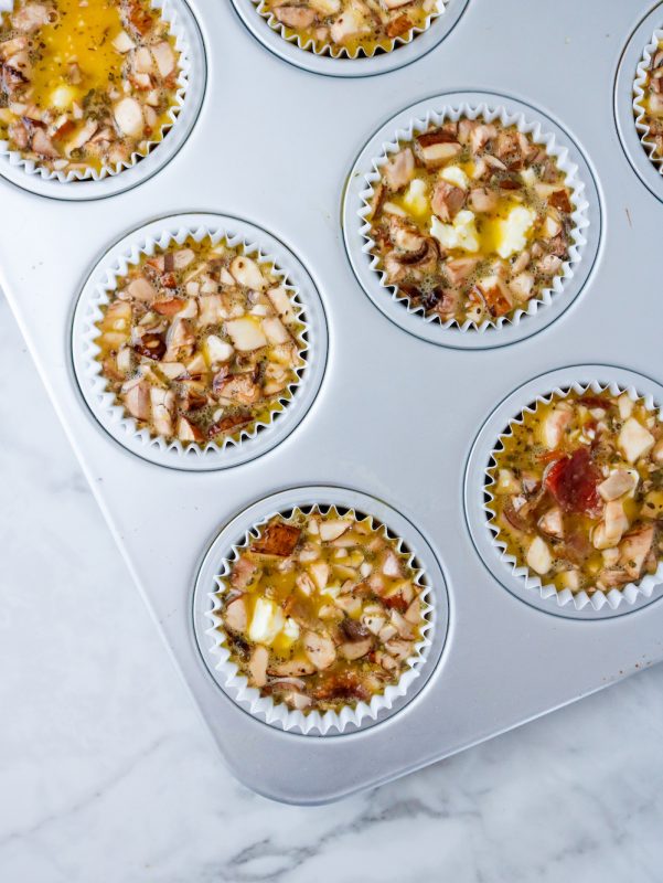 Portobello Mushroom Bacon and Feta Egg Cups