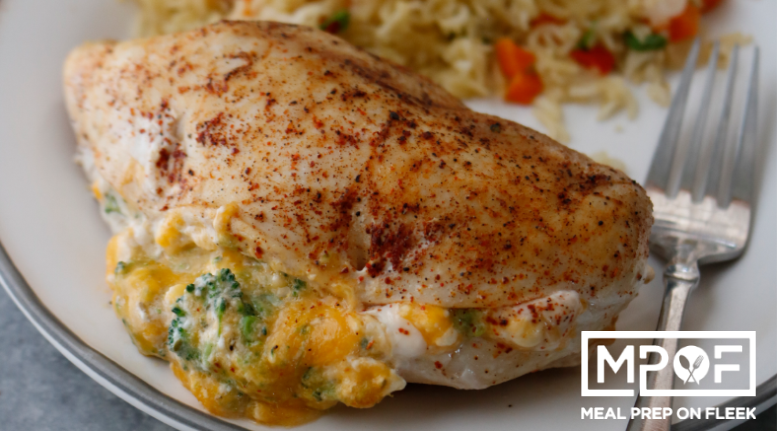 Broccoli Cheddar Stuffed Chicken Breast with Rice Pilaf 777x431