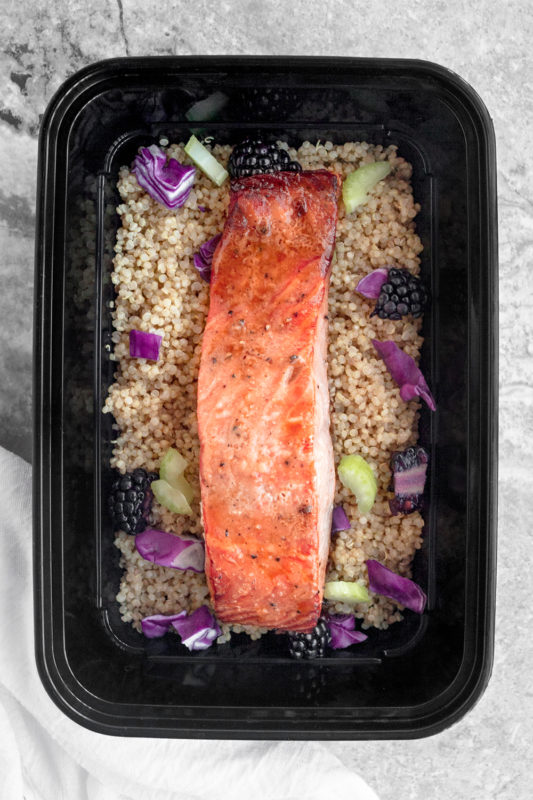 Baked Salmon with Blackberry Quinoa Salad