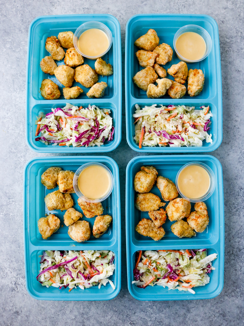 Air Fryer Popcorn Chicken with Coleslaw
