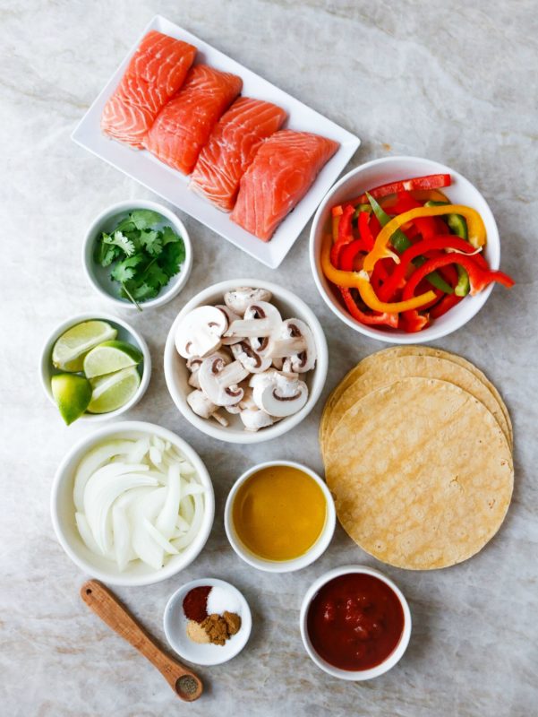 Sheet pan Salmon Fajitas