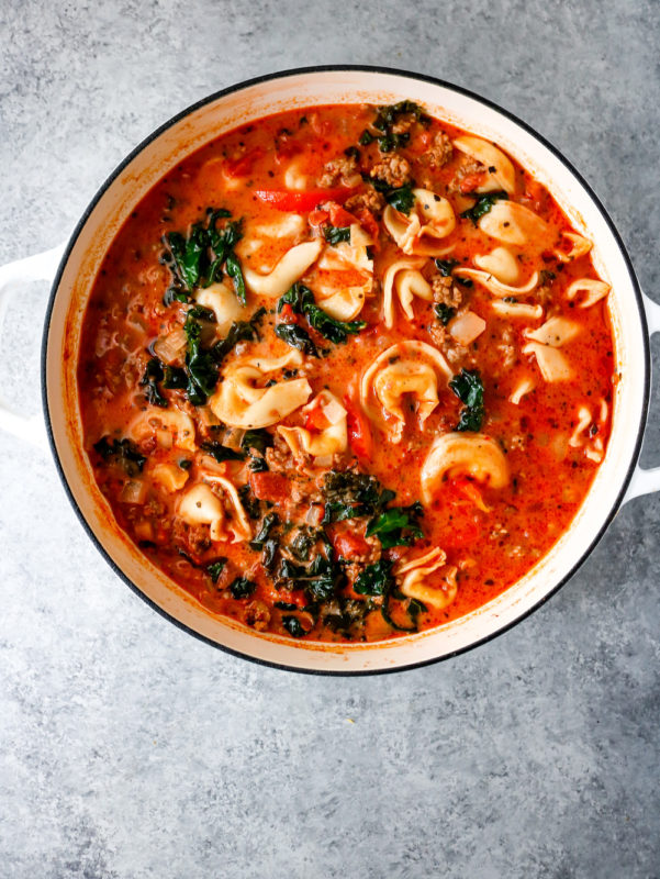 Spicy Italian Sausage and Tortellini Soup