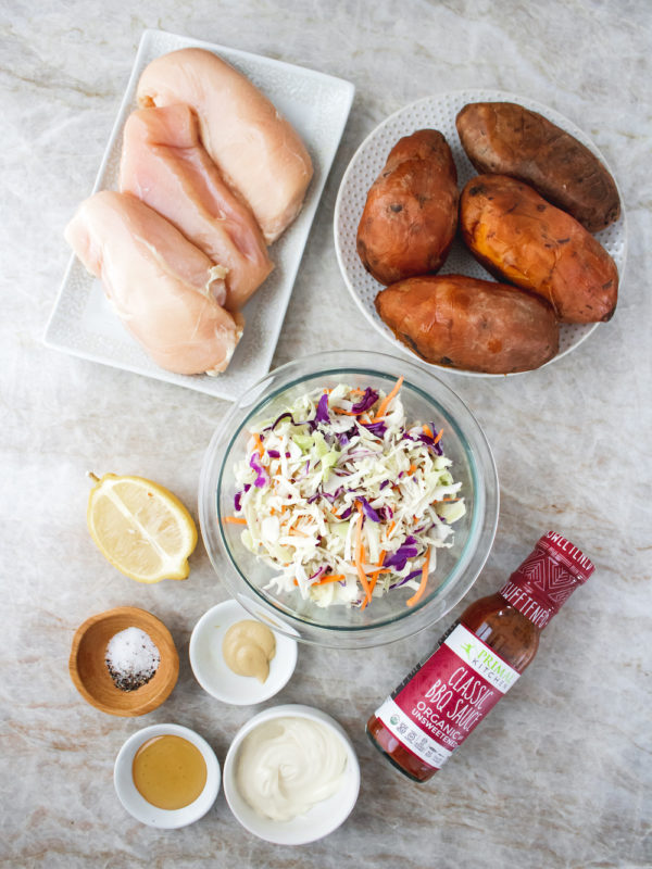 BBQ Pulled Chicken Stuffed Sweet Potatoes