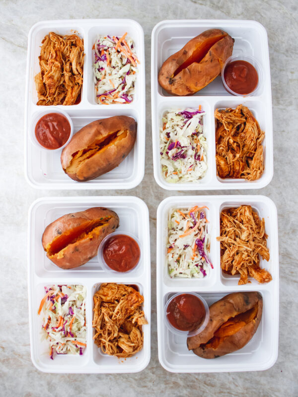 BBQ Pulled Chicken Stuffed Sweet Potatoes