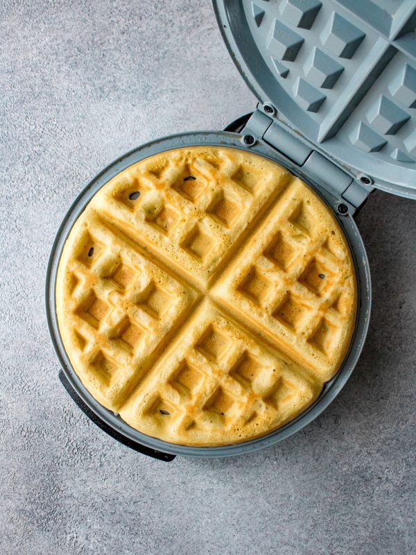 Savory Waffles with Kale and Bacon