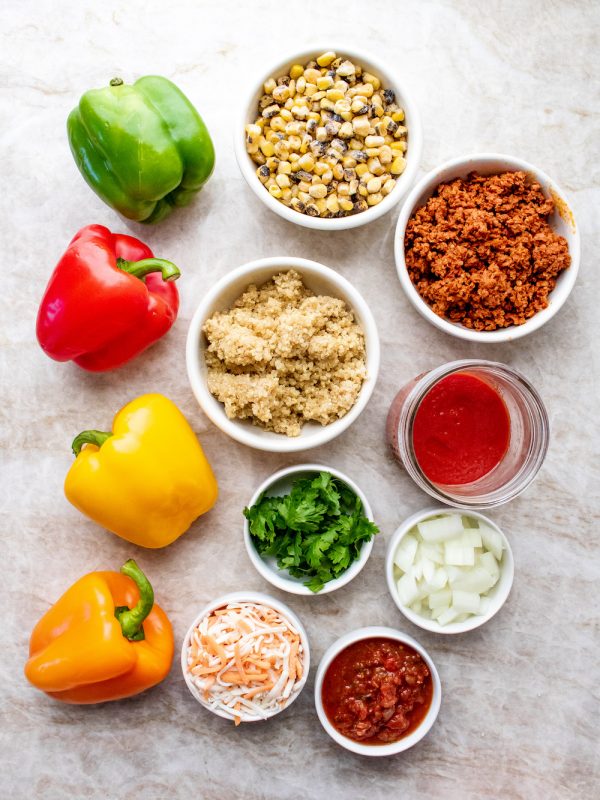 Vegetarian Chorizo and Quinoa Stuffed Peppers