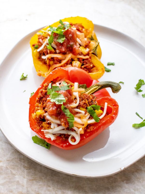 Vegetarian Chorizo and Quinoa Stuffed Peppers