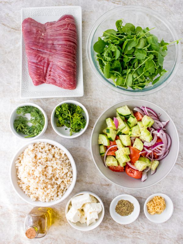 Watercress and Feta Stuffed Flank Steak 