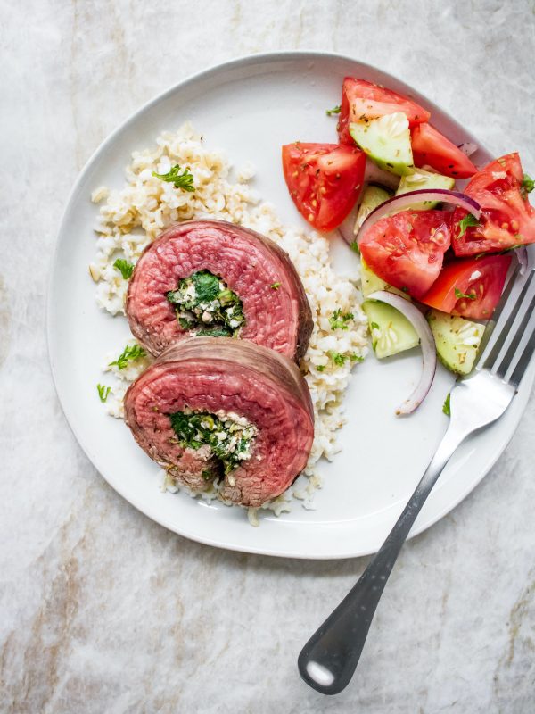 Watercress and Feta Stuffed Flank Steak 