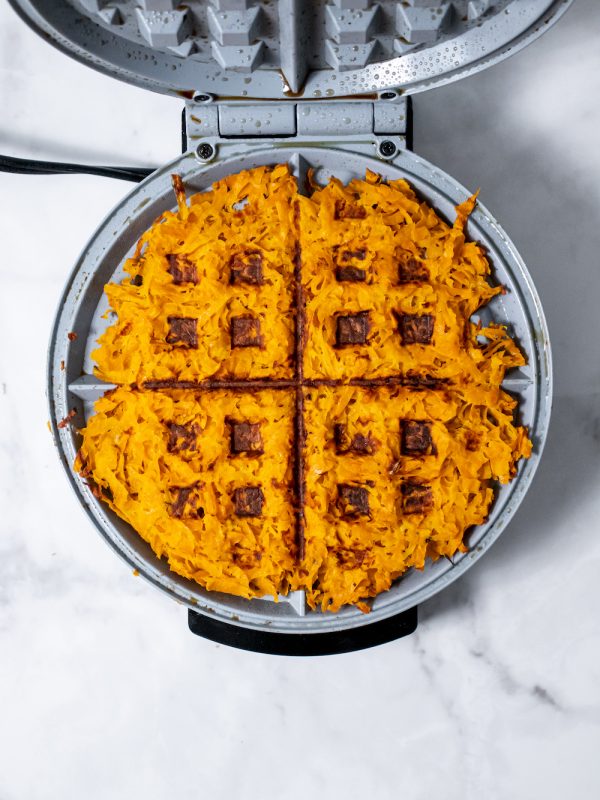 Sweet Potato Hash Brown Breakfast Waffles