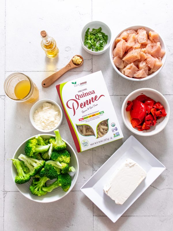Creamy Roasted Red Pepper and Parmesan Quinoa Pasta