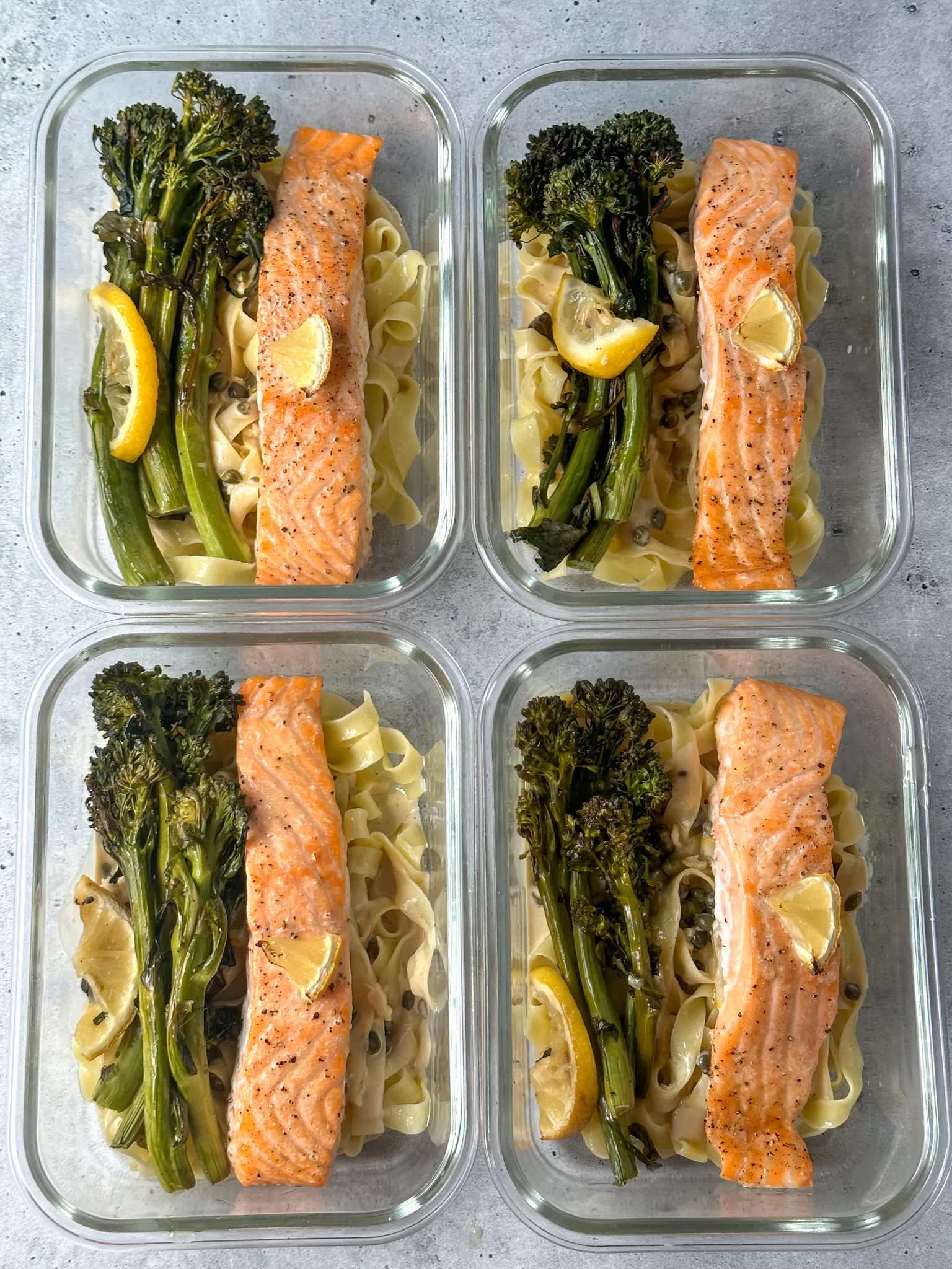 Sheet pan salmon capers and broccolini meal prep