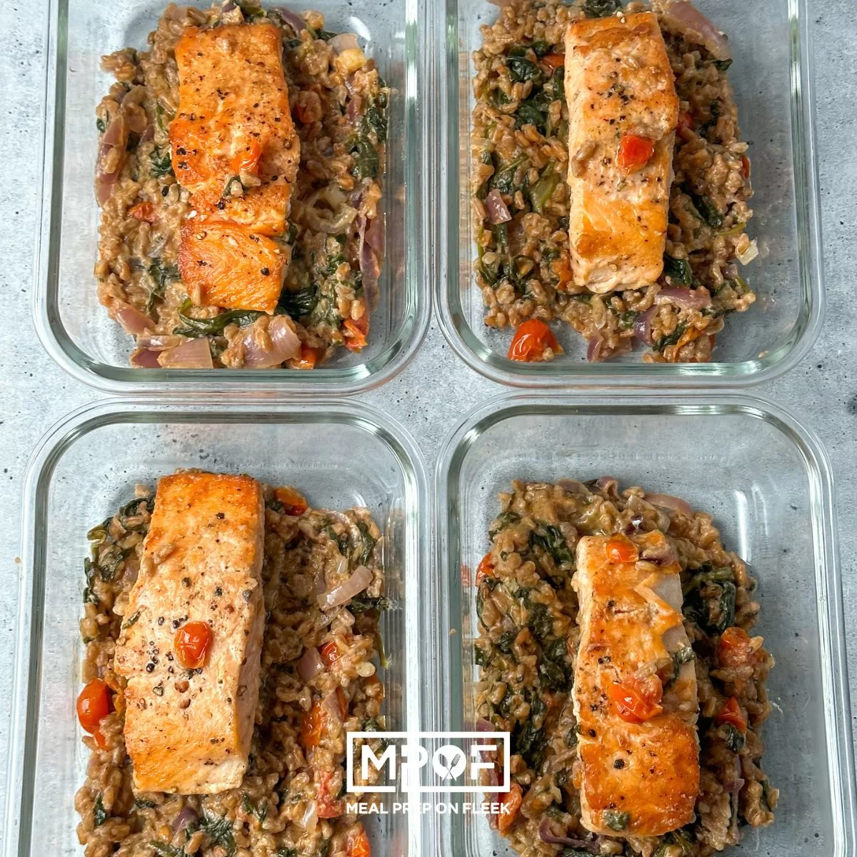 Salmon with Creamed Spinach Farro